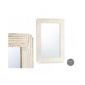 Specchio da parete 37 Bianco Marrone 90 x 60 x 2 cm Rettangolare