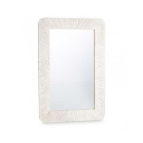 Specchio da parete 38 Bianco Marrone Righe 90 x 60 x 2 cm Rettangolare