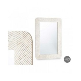 Specchio da parete 38 Bianco Marrone Righe 90 x 60 x 2 cm Rettangolare