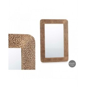 Specchio da parete 42 Marrone Fogli 90 x 60 x 2 cm Rettangolare