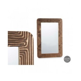 Specchio da parete 43 Marrone 90 x 60 x 2 cm Rettangolare
