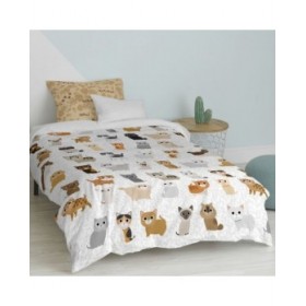 Set di copripiumino HappyFriday Mr Fox Cats Multicolore Singolo 2 Pezzi