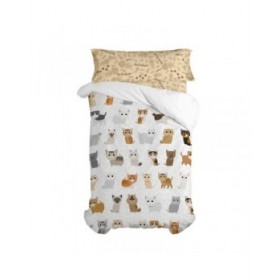 Set di copripiumino HappyFriday Mr Fox Cats Multicolore Singolo 2 Pezzi