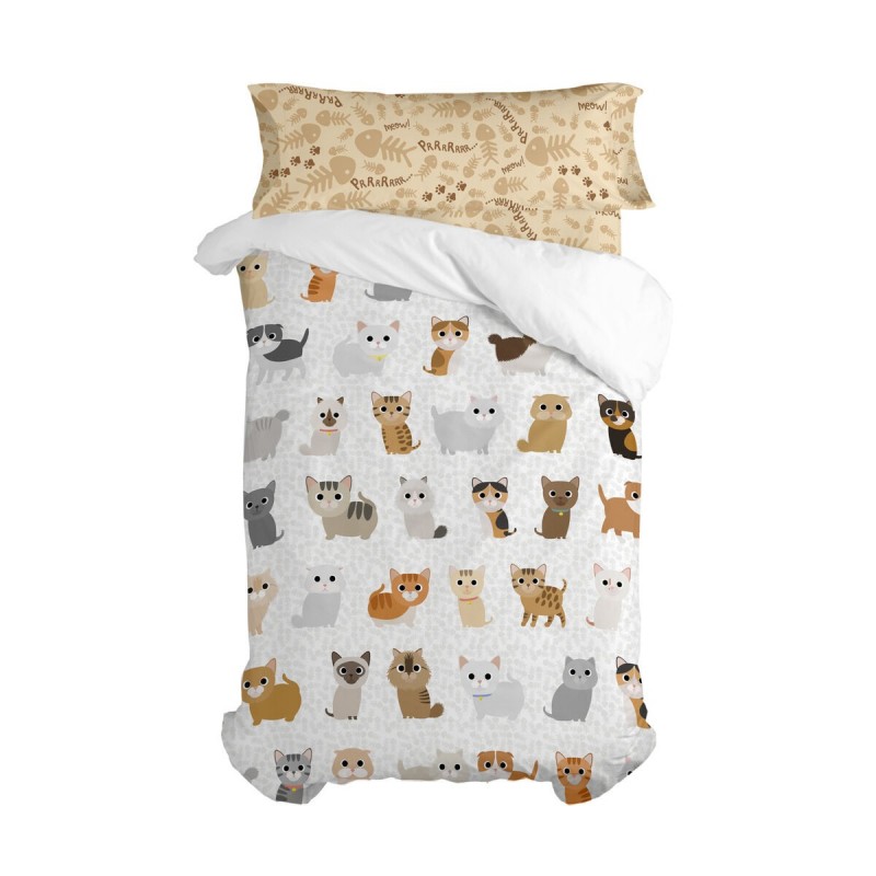 Set di copripiumino HappyFriday Mr Fox Cats Multicolore Singolo 2 Pezzi