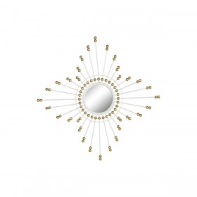 Specchio da parete Home ESPRIT Bianco Dorato Metallo Cristallo 80 x 2,5 x 80 cm