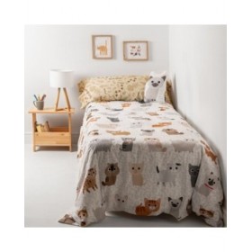 Set di copripiumino HappyFriday Mr Fox Cats Multicolore Singolo 2 Pezzi