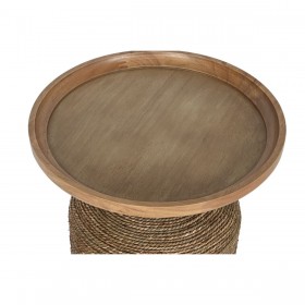 Tavolo aggiuntivo Home ESPRIT Marrone Chiaro Corda Abete 44 x 44 x 56 cm