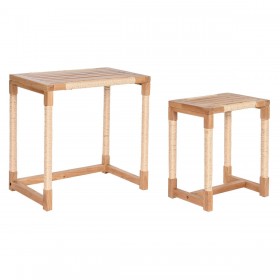 Set di 2 tavoli Home ESPRIT Naturale Corda Abete 58 x 38 x 60 cm