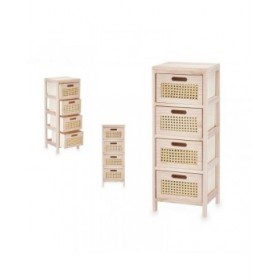 Cassettiera Rattan Naturale 27 x 73 x 25 cm 4 casseti