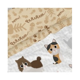 Set di Lenzuola HappyFriday Mr Fox Cats Multicolore Singolo 2 Pezzi
