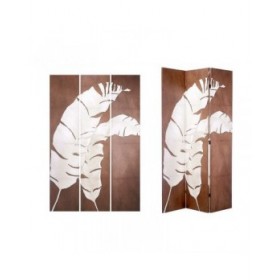 Paravento Bianco Marrone Tela 122 x 2,5 x 180 cm