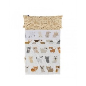 Set di Lenzuola HappyFriday Mr Fox Cats Multicolore Singolo 2 Pezzi