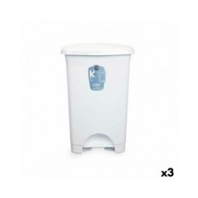 Cestino a pedale Bianco Plastica 50 L (3 Unità)