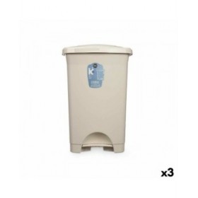 Cestino a pedale Beige Plastica 50 L (3 Unità)
