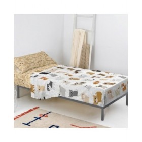 Set di Lenzuola HappyFriday Mr Fox Cats Multicolore Singolo 2 Pezzi