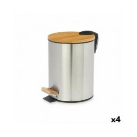 Cestino a pedale Berilo B0353S-5L Marrone Argentato Bambù Acciaio inossidabile 5 L (4 Unità)