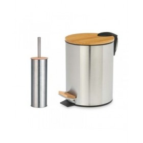 Set da Bagno Berilo B0353S 3L+B1041S Argentato Bambù Acciaio inossidabile polipropilene 2 Pezzi (6 Unità)