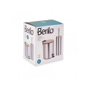 Set da Bagno Berilo B0353S 3L+B1041S Argentato Bambù Acciaio inossidabile polipropilene 2 Pezzi (6 Unità)