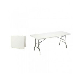 Tavolo Pieghevole Bianco Grigio Polietilene 180 x 70 x 74 cm