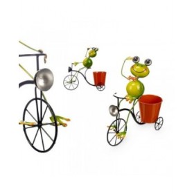 Vaso Ibergarden 324-26939A Giallo Rosso Verde Metallo Bicicletta Rana 31,5 x 32 x 17 cm