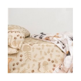 Lenzuolo con angoli aderenti HappyFriday Mr Fox Cats Multicolore 90 x 200 x 32 cm