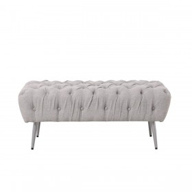 Panca Home ESPRIT Grigio Argentato Poliestere Metallo 103 x 46 x 42 cm
