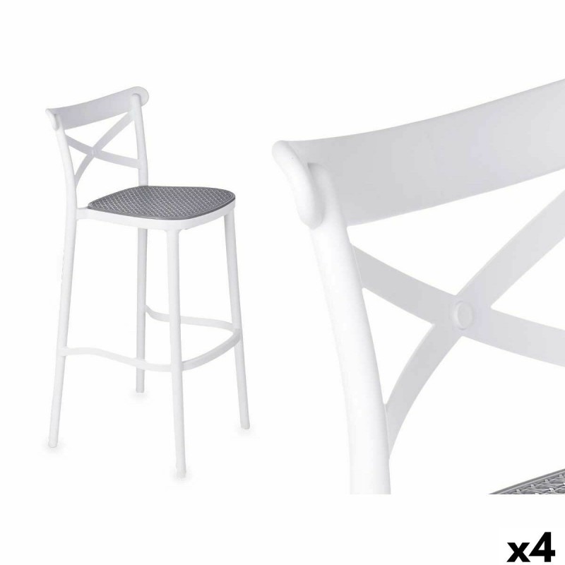 Sgabello PC-175B Bianco Grigio polipropilene Rattan 41 x 103 x 52,5 cm (4 Unità)