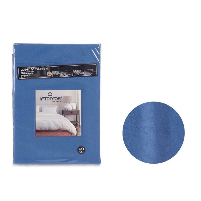 Set di Lenzuola Azzurro Singolo 3 Pezzi