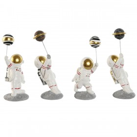 Statua Decorativa Home ESPRIT Bianco Dorato Astronauta 10,5 x 10,5 x 25 cm (4 Unità)