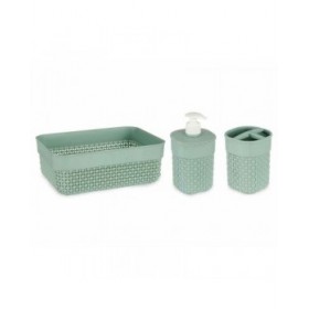 Set da Bagno Berilo PP-107-3 Verde Plastica (12 Unità)