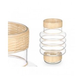Portacandele SG-29853 Trasparente Naturale Vetro Rattan 18 x 30 x 18 cm (6 Unità)