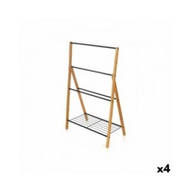 Portasciugamani da Terra Kipit B7816 Nero Metallo Bambù 60 x 90 x 37 cm 4 Unità