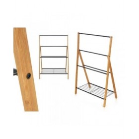 Portasciugamani da Terra Kipit B7816 Nero Metallo Bambù 60 x 90 x 37 cm 4 Unità