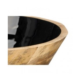Ciotola MALI-701 B Nero Smalto Legno di mango 24,3 x 10,5 x 24,3 cm (6 Unità)