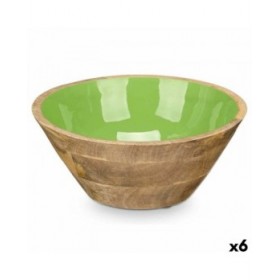 Ciotola MALI-701 G Verde Smalto Legno di mango 24,3 x 10,5 x 24,3 cm (6 Unità)