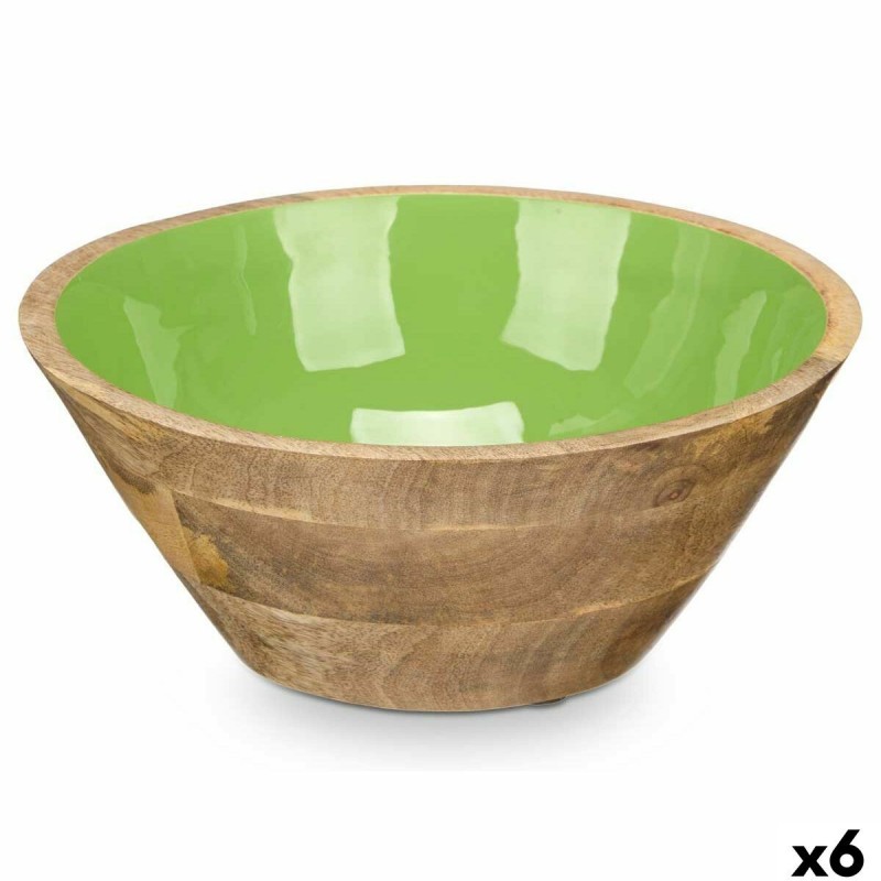 Ciotola MALI-701 G Verde Smalto Legno di mango 24,3 x 10,5 x 24,3 cm (6 Unità)