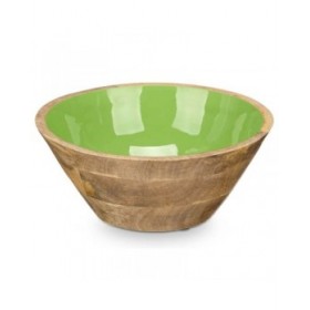 Ciotola MALI-701 G Verde Smalto Legno di mango 24,3 x 10,5 x 24,3 cm (6 Unità)