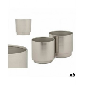 Set di Vasi 40055-S Argentato Ferro 18 x 16,5 x 18 cm 16 x 15,5 x 16 cm (6 Unità)