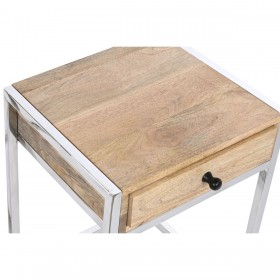 Set di 2 tavoli Home ESPRIT Marrone Argentato Naturale Acciaio Legno di mango 45,5 x 41 x 66,5 cm