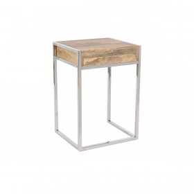 Set di 2 tavoli Home ESPRIT Marrone Argentato Naturale Acciaio Legno di mango 45,5 x 41 x 66,5 cm