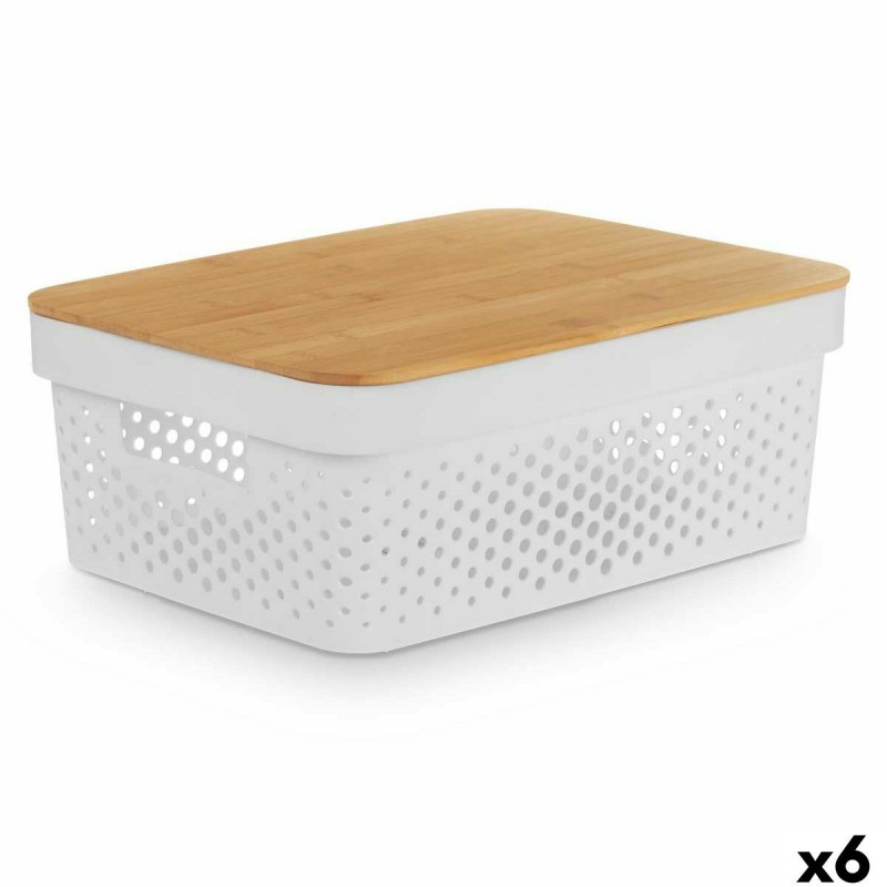 Scatola Multiuso Kinvara CH52980 (27) Bianco Marrone Bambù polipropilene 35,7 x 14 x 26,2 cm (6 Unità)