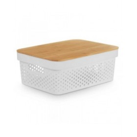 Scatola Multiuso Kinvara CH52980 (27) Bianco Marrone Bambù polipropilene 35,7 x 14 x 26,2 cm (6 Unità)