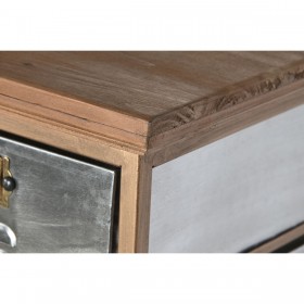 Cassettiera Home ESPRIT Marrone Grigio Argentato Naturale Metallo Abete Loft 66 x 33,5 x 121 cm