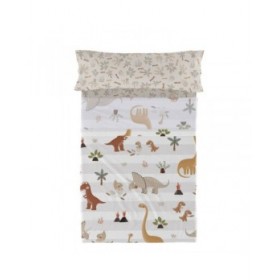 Set di Lenzuola HappyFriday Moshi Moshi Dino family  Multicolore Singolo 2 Pezzi