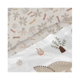 Set di Lenzuola HappyFriday Moshi Moshi Dino family  Multicolore Singolo 2 Pezzi