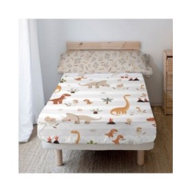 Set di Lenzuola HappyFriday Moshi Moshi Dino family  Multicolore Singolo 2 Pezzi