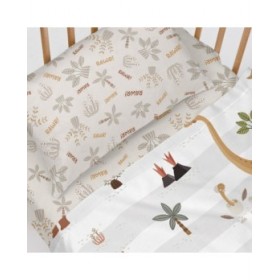 Lenzuolo con angoli HappyFriday MOSHI MOSHI Grigio Multicolore 70 x 140 x 14 cm