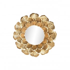 Specchio da parete Home ESPRIT Dorato Metallo Foglia della pianta 76,5 x 8 x 76,5 cm
