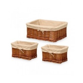 Set di Cesti Kipit HX31449S/3 Naturale Poliestere vimini Stoffa 50 % cotone 39 x 16 x 30 cm 3 Pezzi (6 Unità)
