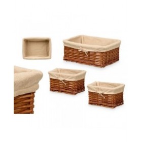 Set di Cesti Kipit HX31449S/3 Naturale Poliestere vimini Stoffa 50 % cotone 39 x 16 x 30 cm 3 Pezzi (6 Unità)
